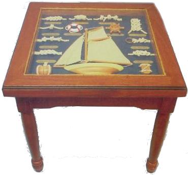 TABLE WITH NAUTICAL DECOR 17 x 17 x 16 inches