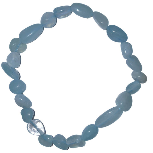 Aquamarine Tumbled 6-10mm Bead Bracelet - 6.5 inch - China - NEW423