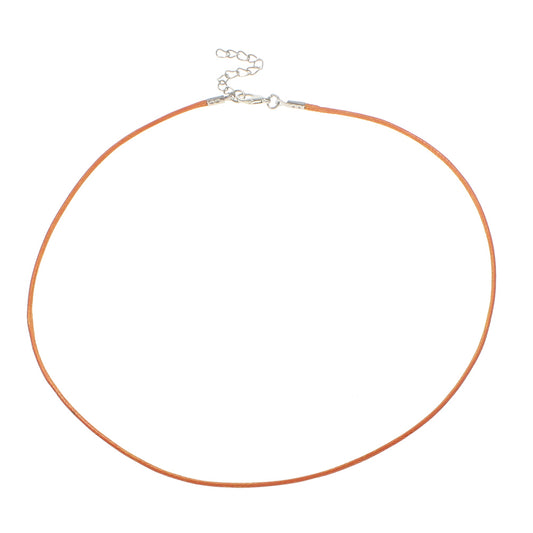 DEEP ORANGE Waxed Necklace Cord, Waxed cotton Cord, with iron chain, Zinc Alloy lobster clasp, with 4cm extender chain, platinum color plated 1.5mm Approx. 17.5 inch