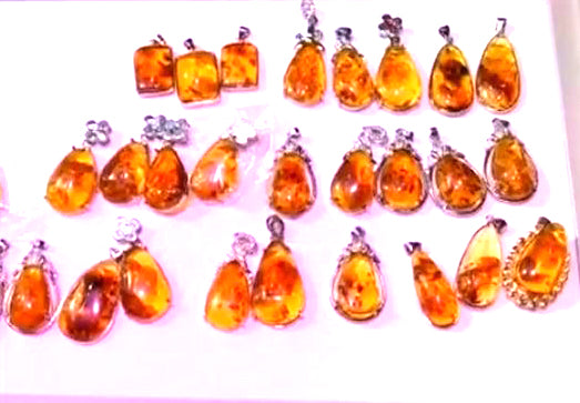 Amber Pendants - Assorted - Silver Color Plated Metal - mm - China - NEW1122