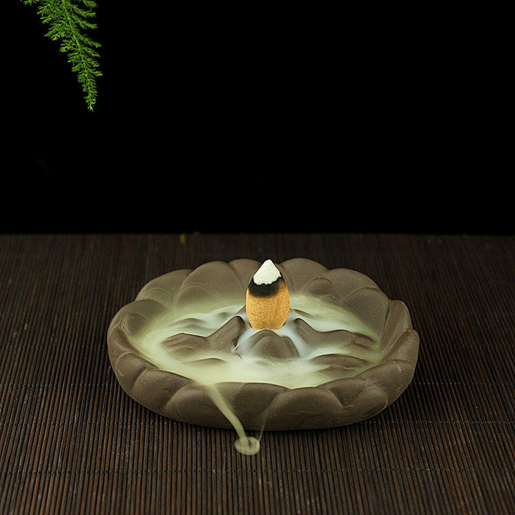 Flat Mountain Incense Backflow Burner - Ceramic Porcelain - 6.5x5cm -NEW920