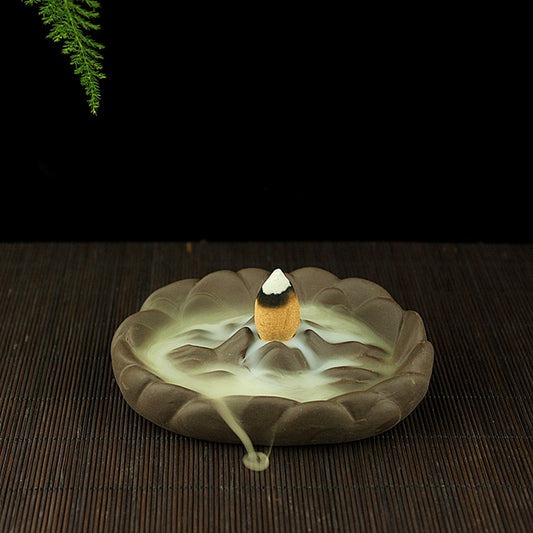 Flat Mountain Incense Backflow Burner - Ceramic Porcelain - 6.5x5cm -NEW920