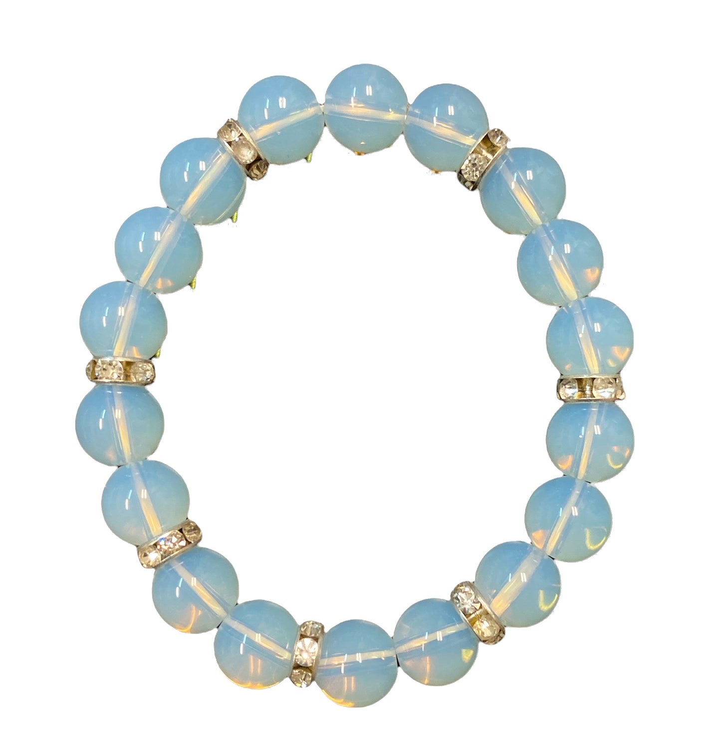 Opalite Bracelet with Rhinestone Spacers - 10mm - NEW1021 - Synthetic