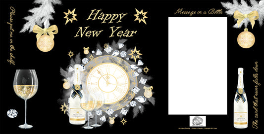 FROMME BOTTLE GREETING CARDS - HAPPY NEW YEAR- NEW YEARS EVE - 29.5CM X 14.5CM - GIFT TAG