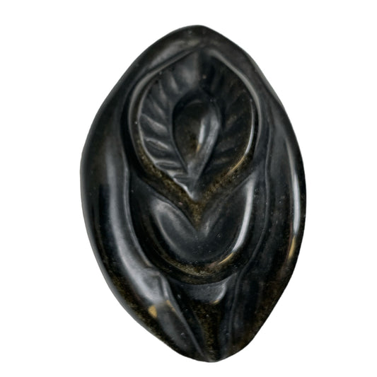 Female Body Part Yoni Vulva Vagina - Gold Obsidian - 2 inch - China - NEW423