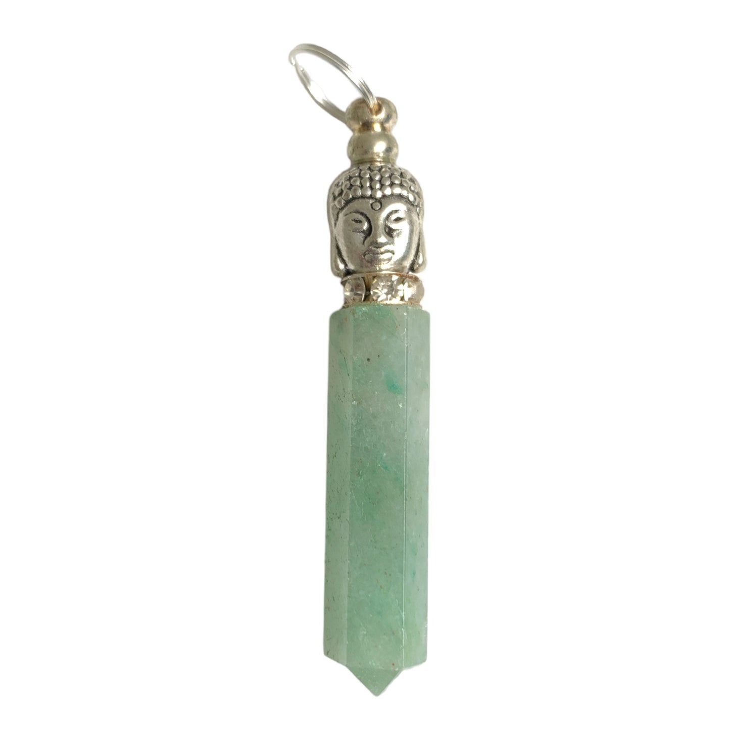 Green Jade Pencil Point Pendant with Buddha - 40mm 20g - NEW1021