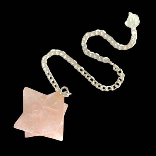 Rose Quartz Merkaba Pendulum - 17 to 22mm Star - NEW422