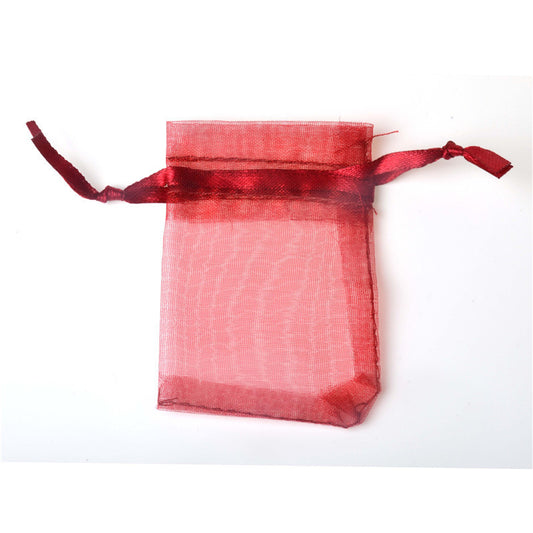 PK/100 Red Wine 2.75 x 3.5 inch ORGANZA POUCH BAG - RECTANGLE with Draw String - 7x9cm - NEW222