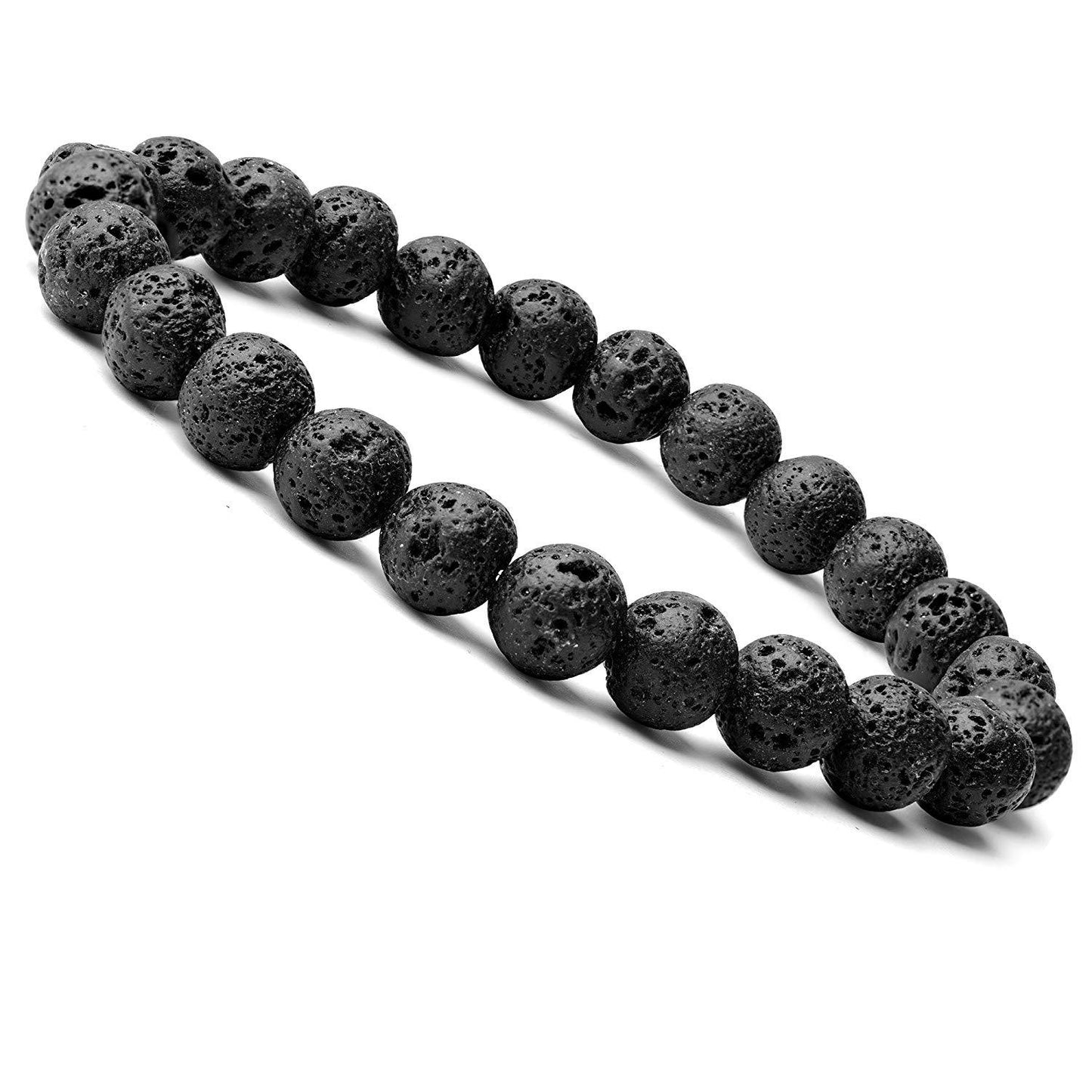 Black Lava Bracelet - 8mm Beads - Approx 6.9 Inch