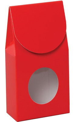 Red Gourmet Window Box - Large - 4 x 2 5/8 x 8 1/2  - 2 1/2 x 3 inch Window (Order in 6's) (144 Master)
