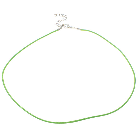 LT GREEN  Waxed Necklace Cord, Waxed cotton Cord, with iron chain, Zinc Alloy lobster clasp, with 4cm extender chain, platinum color plated 1.5mm Approx. 17.5 inch