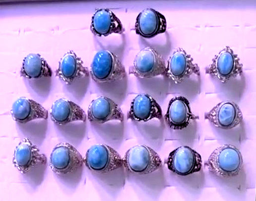 Larimar RINGS - Assorted - Silver Color Plated Metal - mm - China - NEW1122