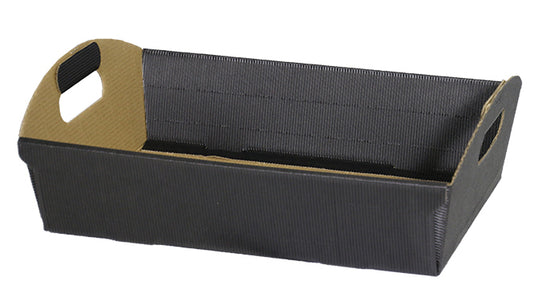 Rectangle Corrugated Eflute Tray - Black - 12.5 x 8-5/8 x 3-5/16 inch deep (30)