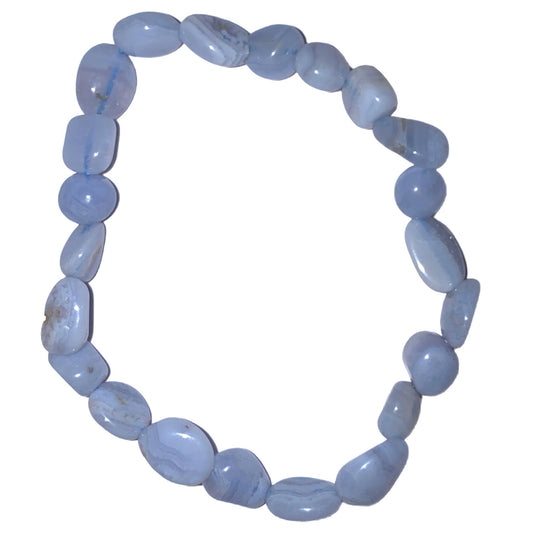 Blue Lace Agate Tumbled 6-10mm Bead Bracelet - 6.5 inch - China - NEW423