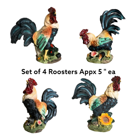 ROOSTERS - Set of 4 Assorted - 5 inch Each