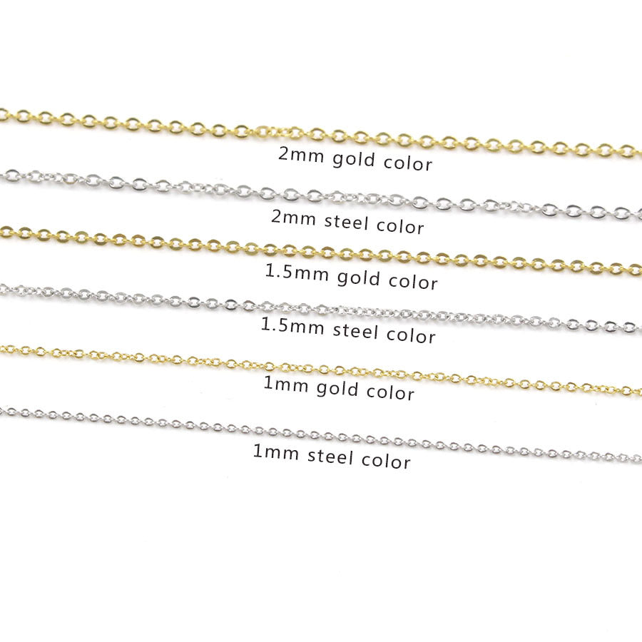 Gold Stainless Steel Chain Necklace 1.5mm - Length: 50cm 19.6 inch Weight: 4Grams (Packed in 10's)