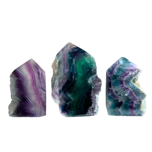 Fluorite Green and Purple- 4 to 6 inch - Price per gram - China- Rough Edge Polished Towers Polished Points