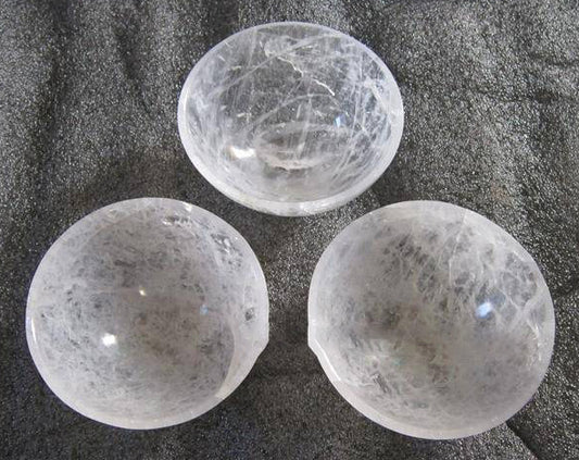 Clear Quartz Stone Bowl - protective cloth bag and box