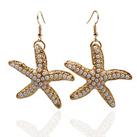 Starfish Zinc Earrings with Plastic Pearls Rose Gold color plated