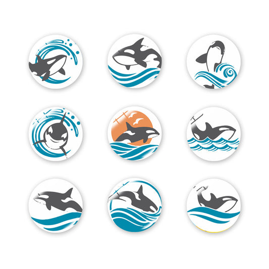 MAGNETS Pack of 50 - ORCA Assortment - 30mm - 9 designs - China - NEW922