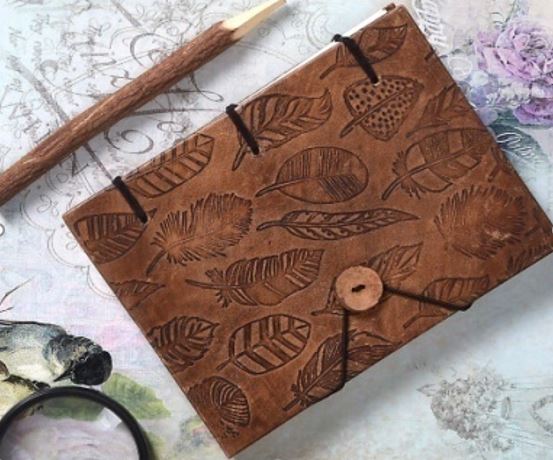 Hand Made Leather Cover Paper Diaries - Leaf - 9 x 7 inch - NEW1121