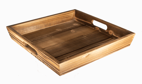 Brown Fir wood Tray MEDIUM 13.75 x 13.75 x 2 inch