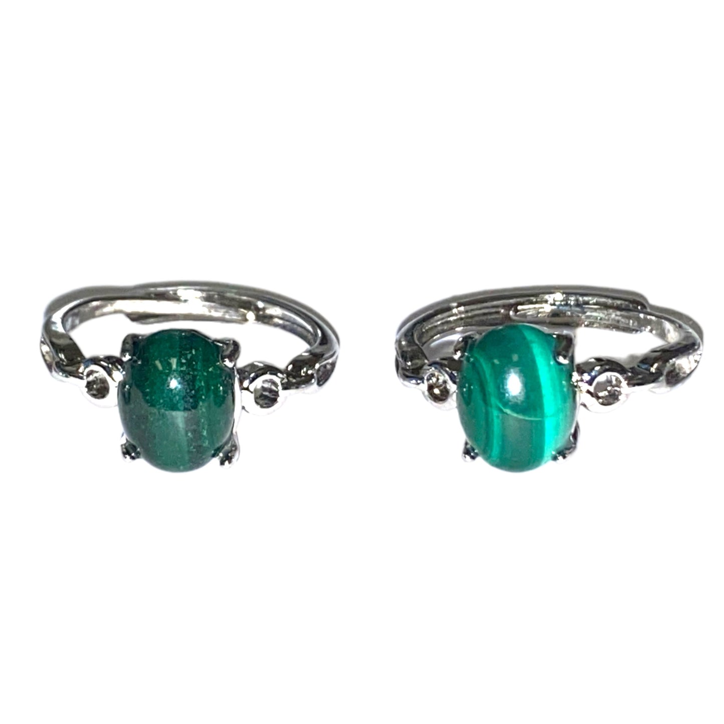 Malachite Adjustable RINGS - Assorted - Silver Color Plated Metal - mm - China - NEW223