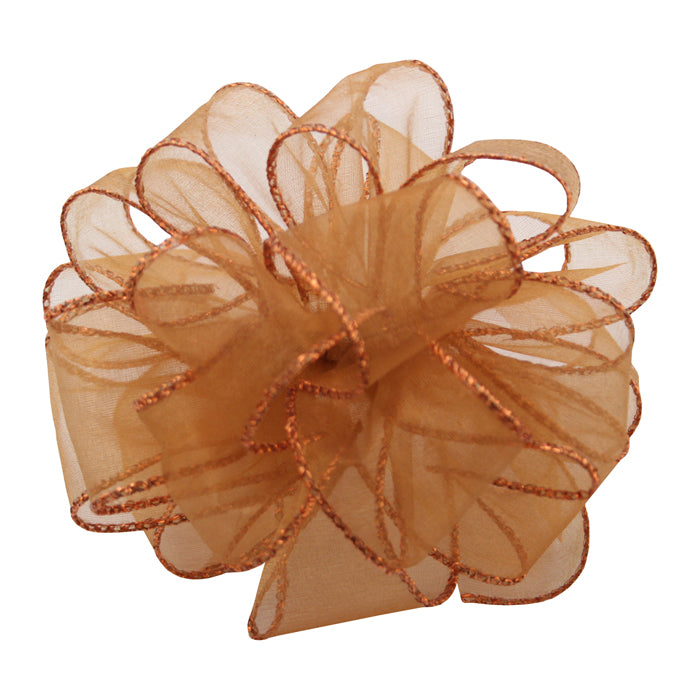 Copper Ribbon Present Sheer Essence Wired Ribbon - Copper/Copper Edge - 1.5 inches x 50 yard ...
