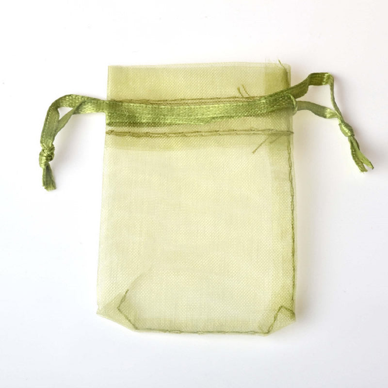 PK/100 Apple Green 5 x 7 inch ORGANZA POUCH BAG - RECTANGLE with Draw String - 13x18cm - NEW920