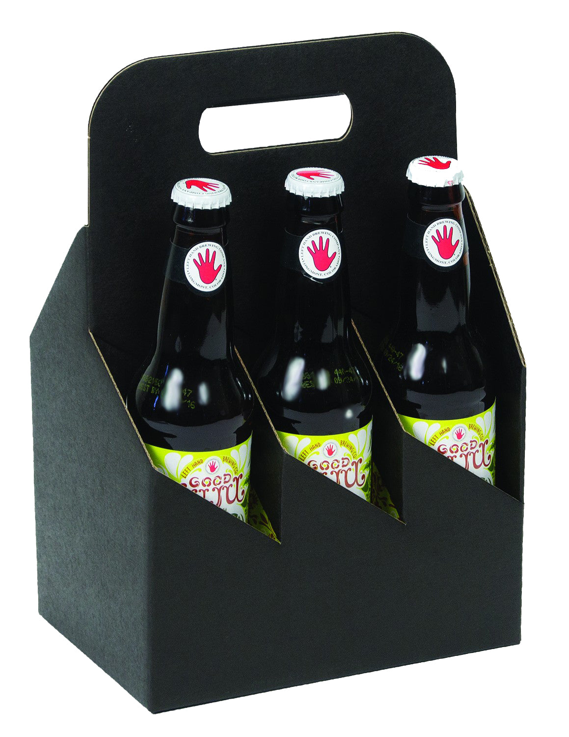 Rectangle Corrugated Beer Carrier 6 x 12oz Bottles - Black - 7-5/8 x 5-1/8 x 11-3/8 inch deep (30 case)