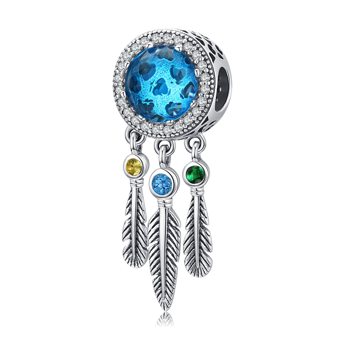 Dream Catcher Pendant or Charm with CZ - Sterling Silver 925 - NEW622