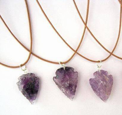 AMETHYST ARROWHEAD Pendant 1" to 1.5" with NECKLACE