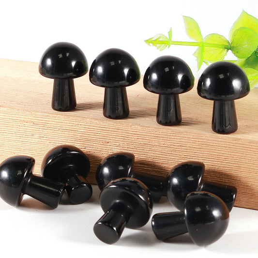 Black Agate Mushrooms -  Mini 16x22 mm - Price Each - China - NEW1122