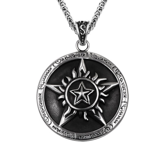 Titanium Steel 5 Point Star Blacken Nordic Pendant 45.5x53mm