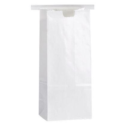 PK/100 White Claycoat Tin Tie Bags - 4-1/4 x 2-1/2 x 9-3/4 inch Poly Lined