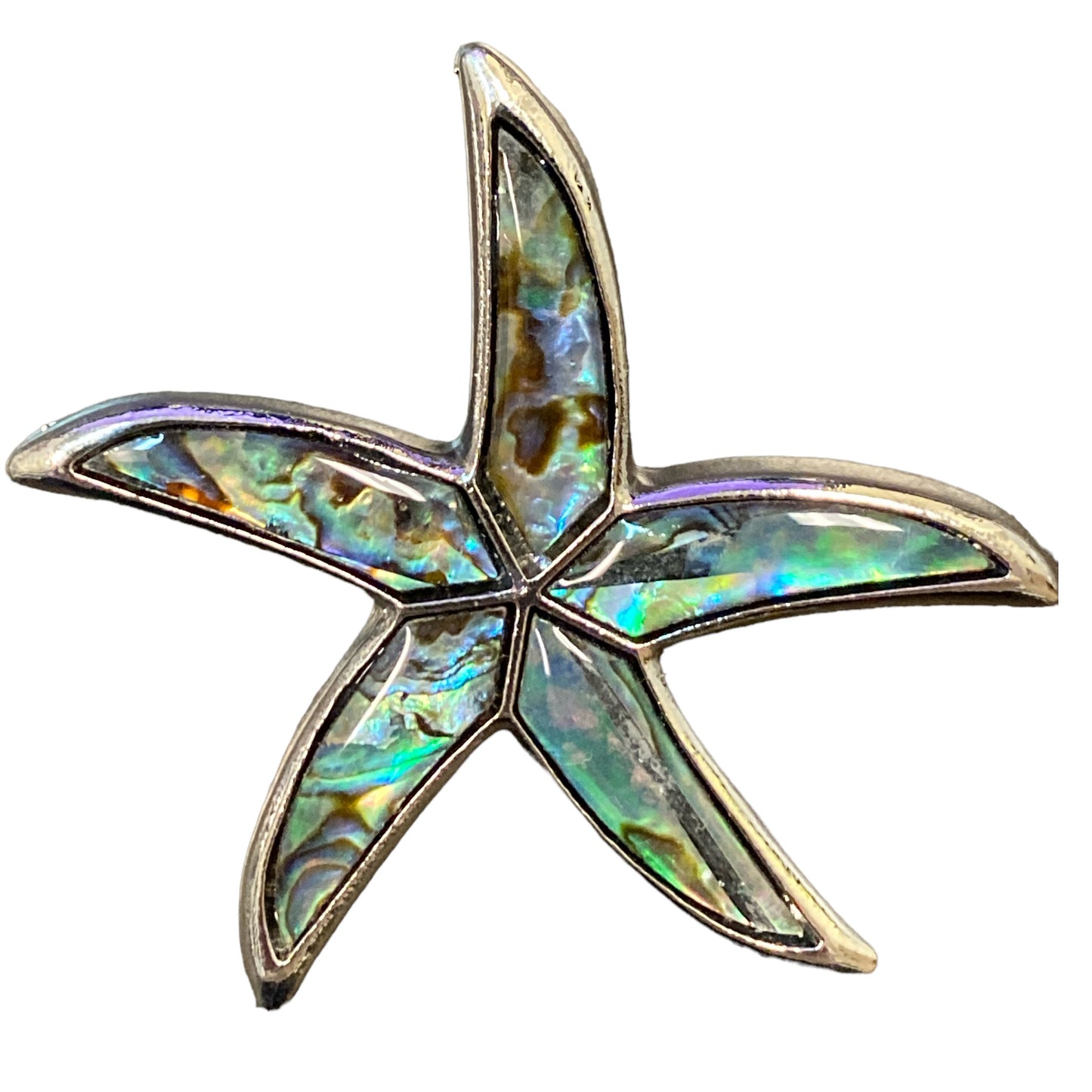 Starfish Design Brooch with Abalone Shell inlay - Silver Color Plated Metal - 55x45mm - China - NEW1022