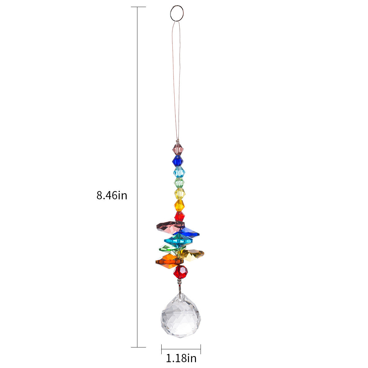 K9 Crystal Hanger Suncatcher Double Rainbow Chakra Clear Glass 30mm K9 Moon - 8.5 inch Long - China - NEW323