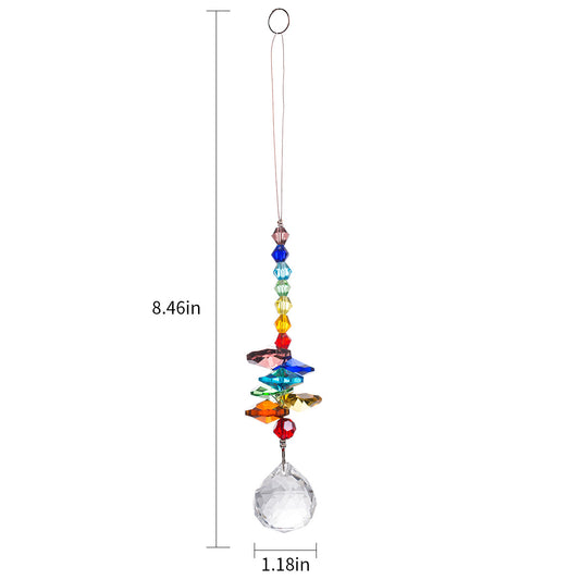 K9 Crystal Hanger Suncatcher Double Rainbow Chakra Clear Glass 30mm K9 Moon - 8.5 inch Long - China - NEW323