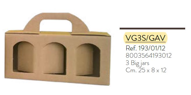 KRAFT Textured - 3 JAR Portavasetti Boxes - 9.84x3.15x4.72 inch - 25x8x12cm (20 per case) NEW421