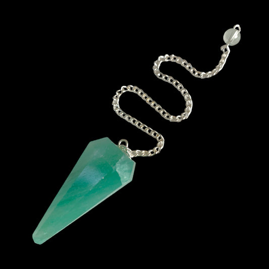 Green Aventurine Pendulum w Chain - 35-45mm - 8 Facets - 20g - NEW422