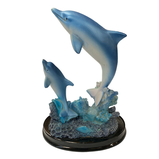 DOLPHINS TWINS RESIN 6 INCH W/WOODEN BASE