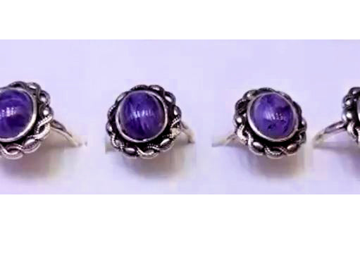 Charoite Round RING - Silver Color Plated Metal - mm - China - NEW1122