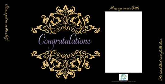 FROMME BOTTLE GREETING CARDS - CONGRATULATIONS BLACK - 29.5CM x 14.5CM - GIFT TAG