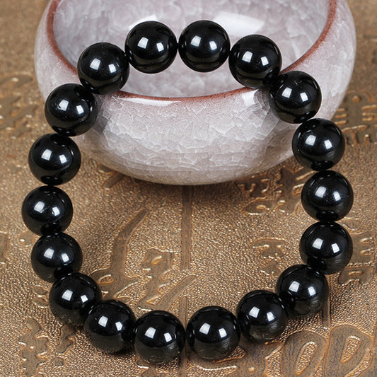 8.5 inch 8mm Black Tourmaline Bracelet Round - October Birthstone  - 8mm Beads