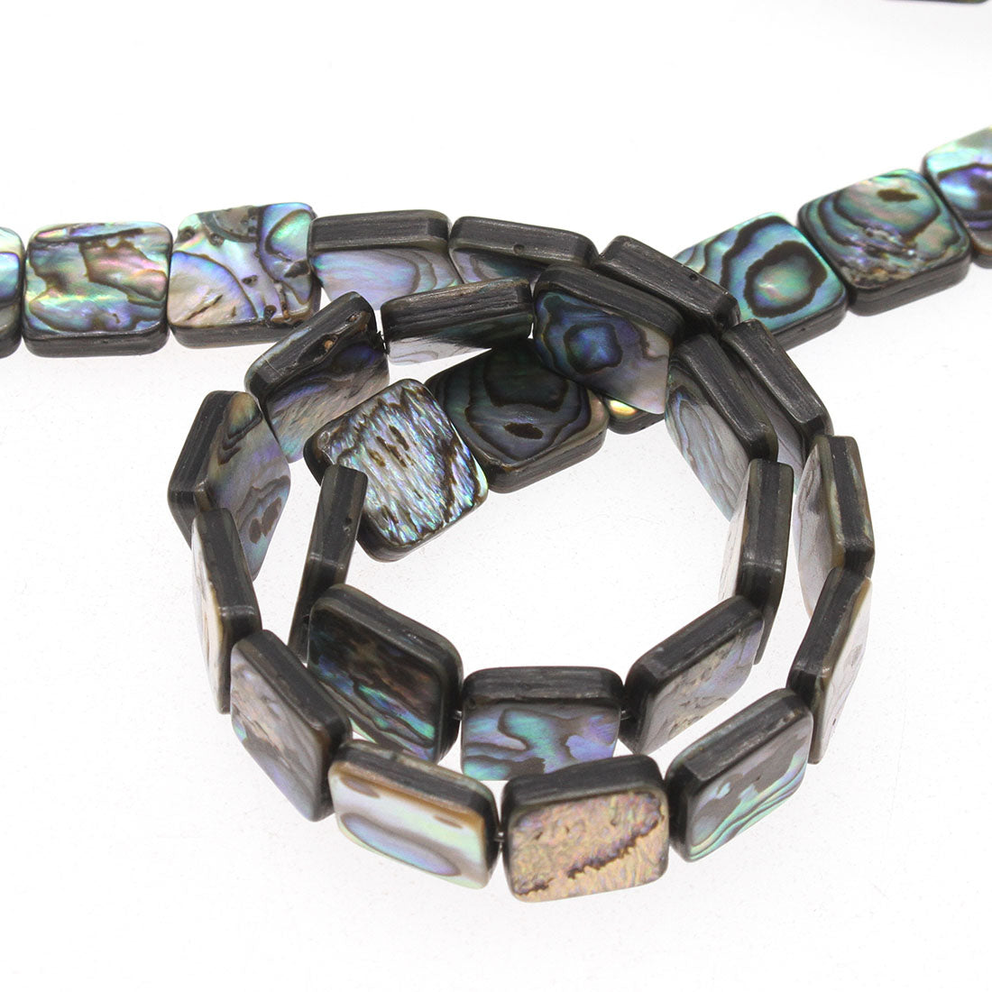 Abalone Shell Beads - Square - 10mm Weight: 41 Grams per Strand - NEW421