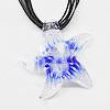 Lampwork Glass Starfish Pendant with Wax Cord & Ribbon Necklace