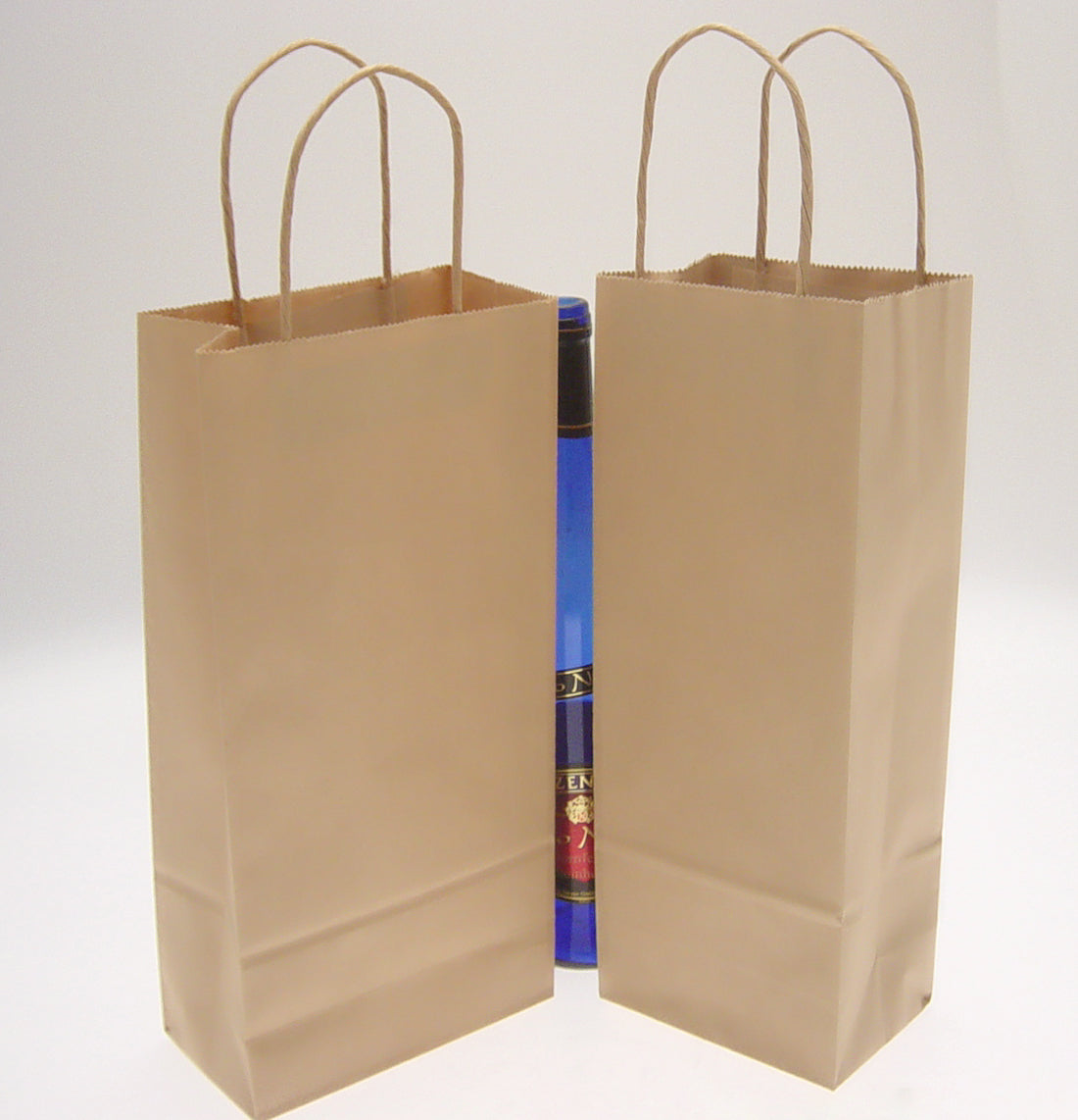 Natural Kraft - Single Wine  Shopping Bags - 5-1/4 x 3-1/2 x 13 inch W x D x H (250 per case)