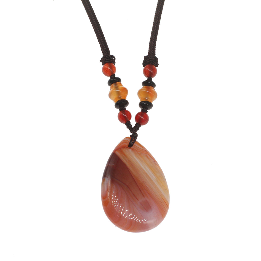 Red Agate Gemstone Pendant with Necklace - 42x27mm - Length 12 inch - 26g - NEW922