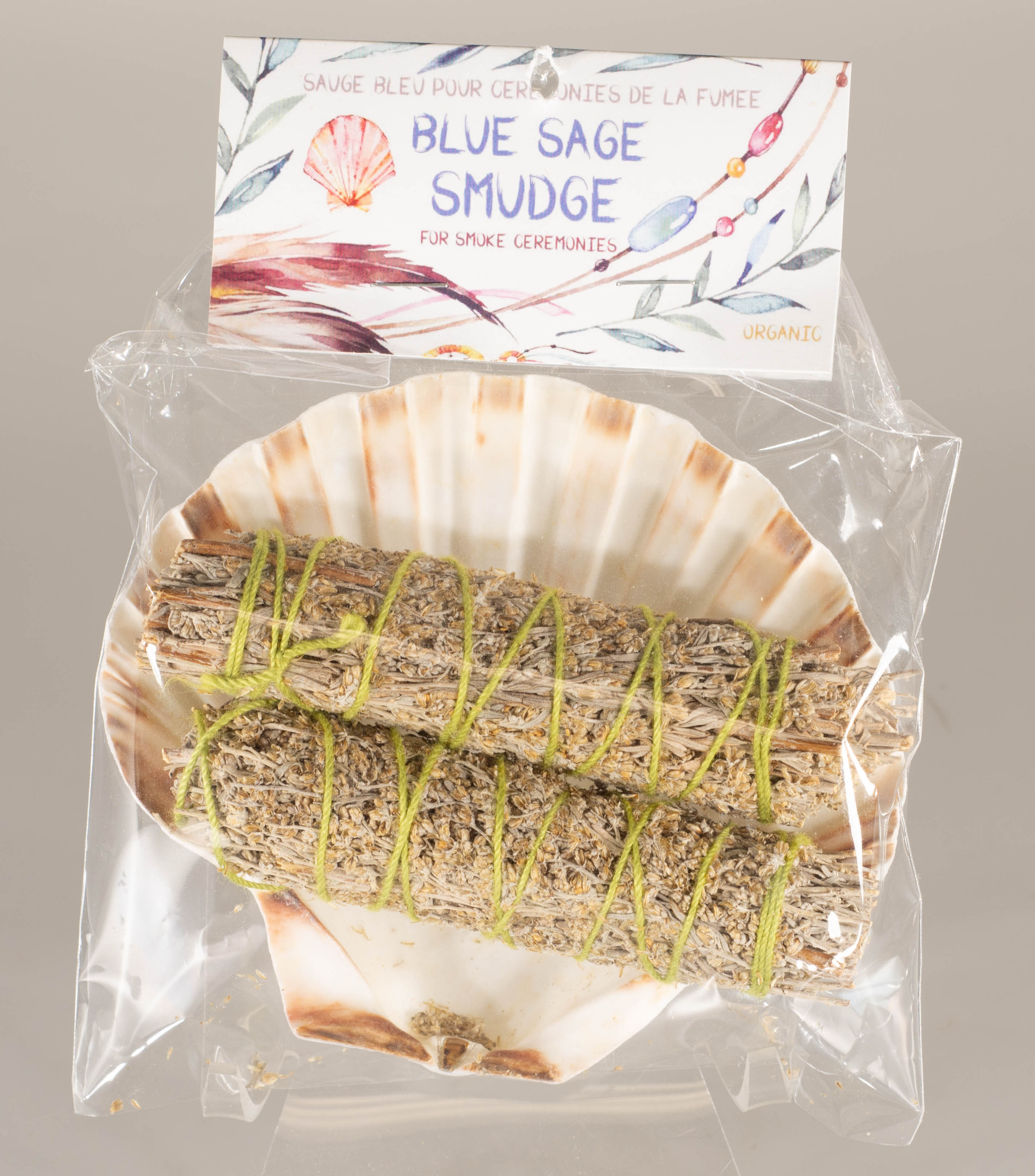 SMUDGE KIT - SCALLOP SHELL 2 BLUE SAGE 4 inch STICKS – Tropitek-Wholesale