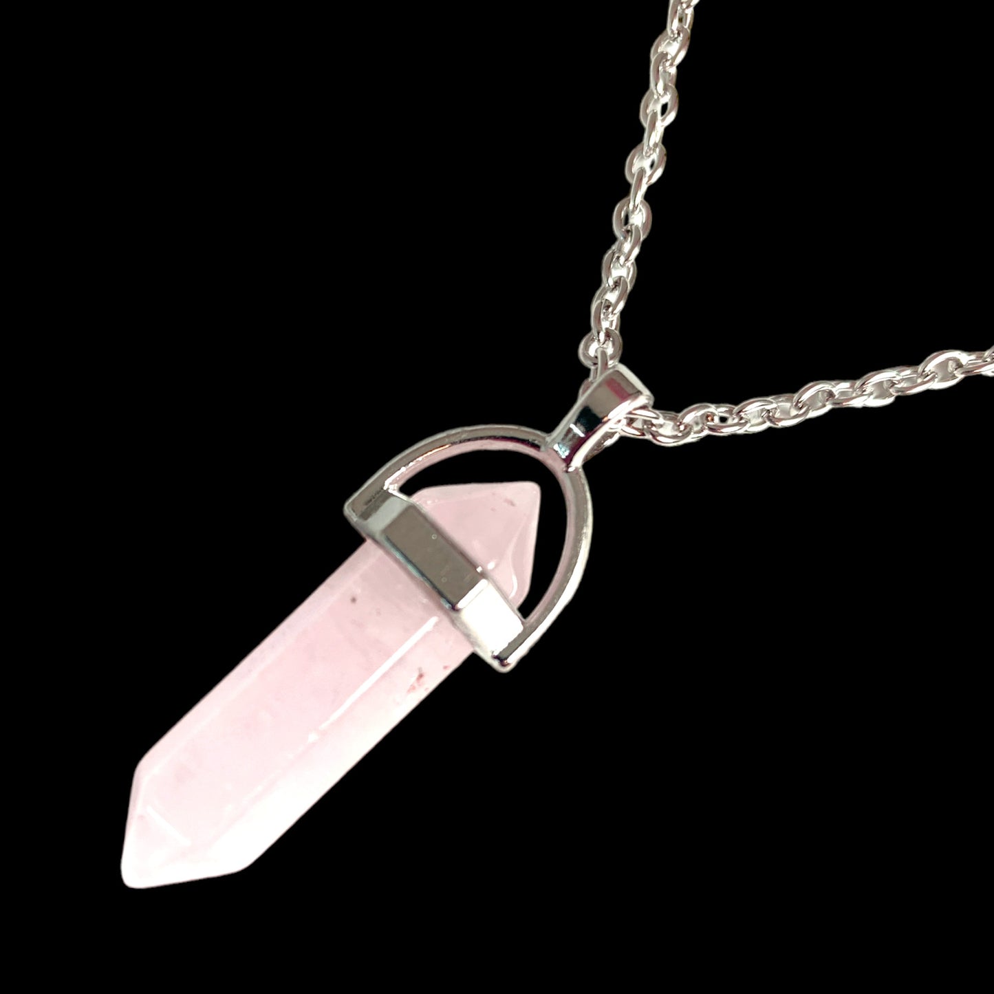 Rose Quartz Double Terminated Pendulum Stone Pendant 13x35mm with 18 Inch Chain 2 lnch Extender Chain - China - NEW922